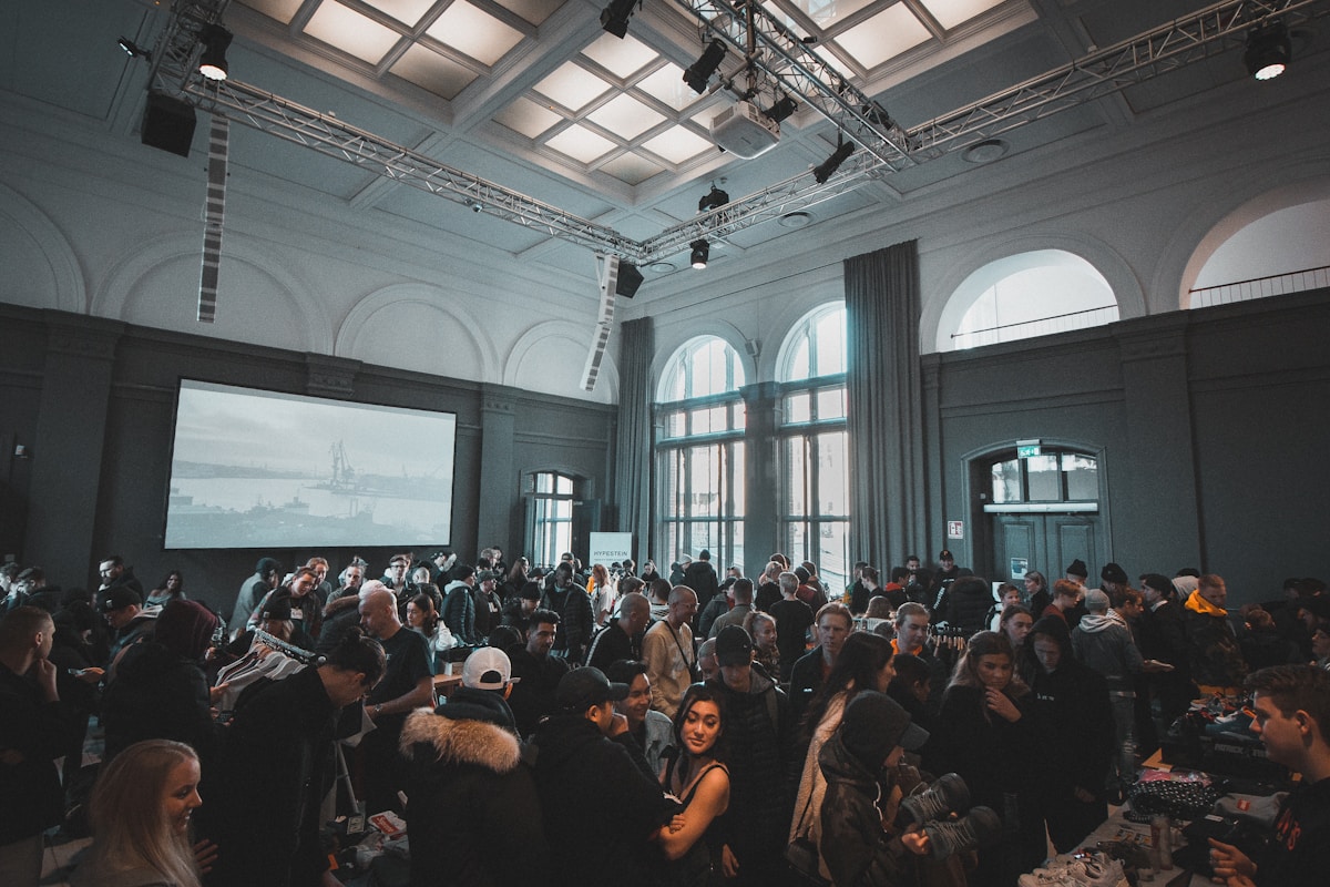 Engaged audience at an indoor event